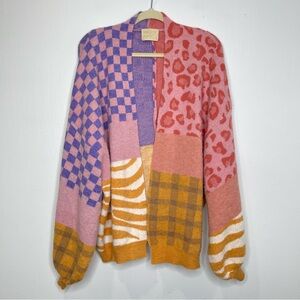 Judith March Block Cardigan Pink One Size